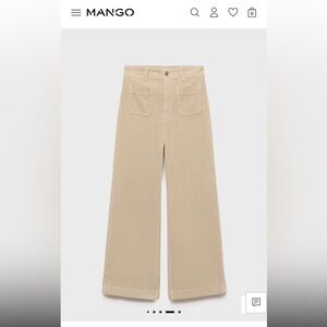 Mango - Corduroy Tan Wide-Leg Pants